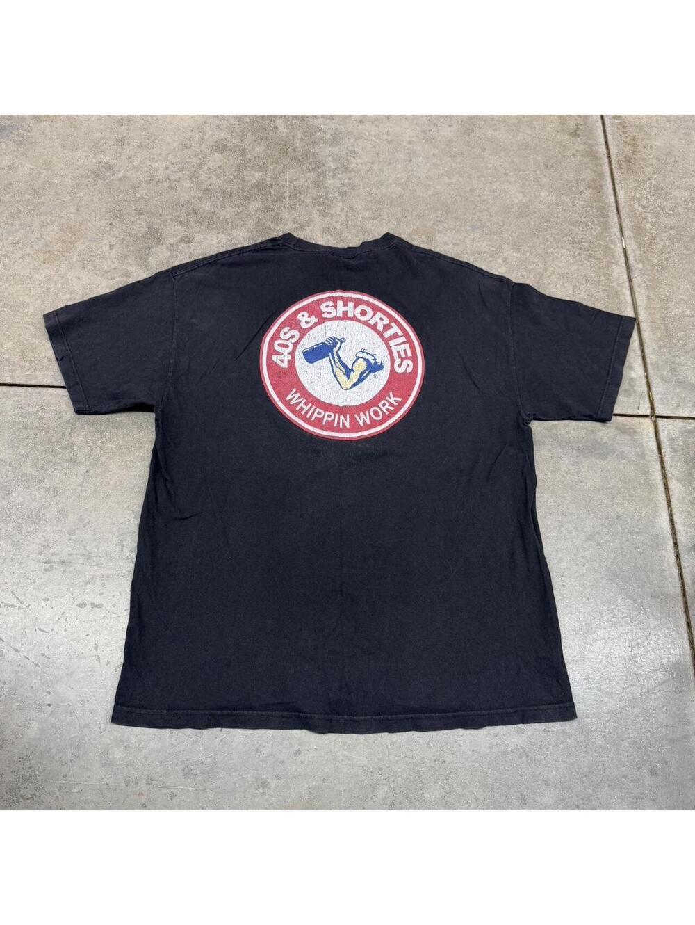 vintage 40s and shorties whippin work faded black shirt size xl